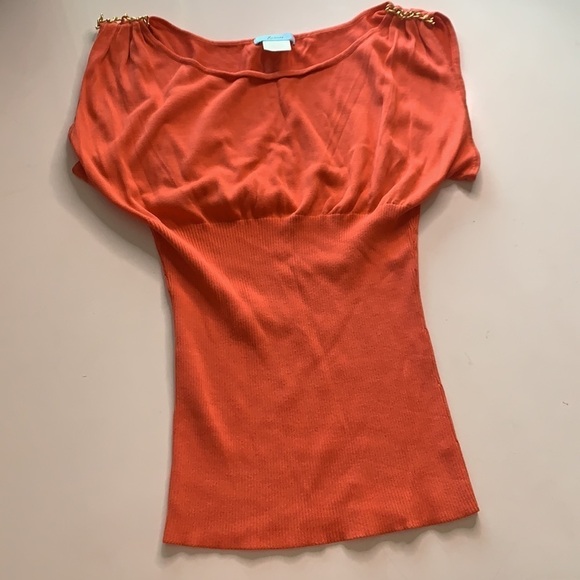 Marciano Silk Sleeveless Gold Chain Fitted Shirt coral medium women’s - Picture 4 of 10